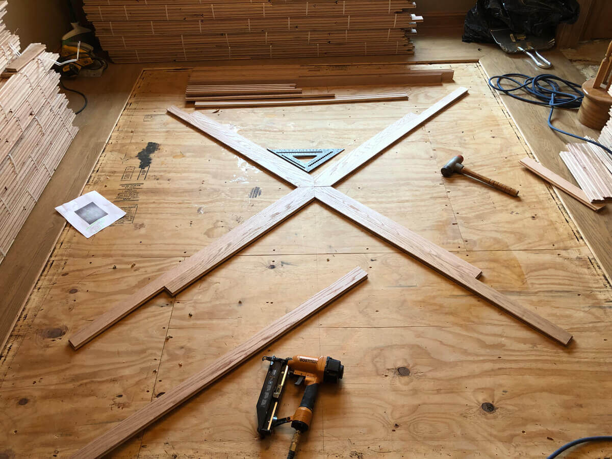 Hardwood Flooring 4 Square Pattern Start